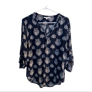 Navy blue blouse.